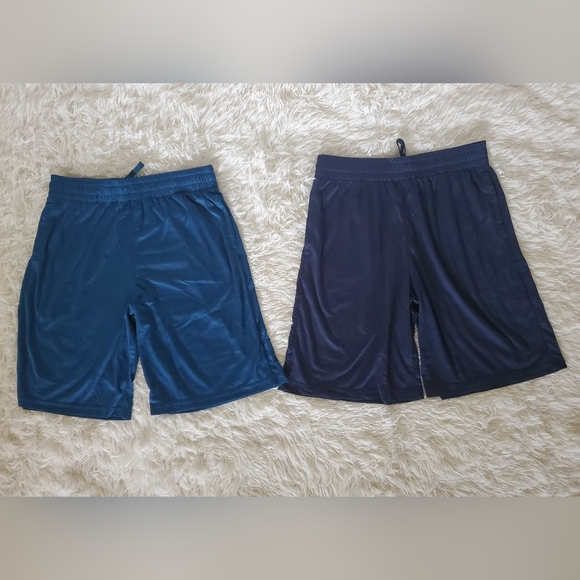 2 Pairs Of NWOT Boys Athletic Basketball Shorts Size Large Navy Blue & Teal Blue - Picture 3 of 7